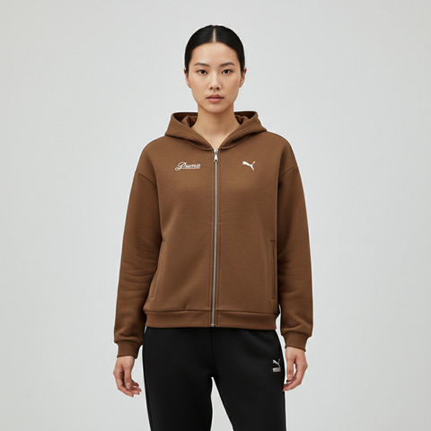 puma彪马2025女子女子-RETRO TAPE FZ Jacket DK W-咖啡色针织无帽外套63631785