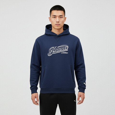 puma彪马2025男子男子-RETRO TAPE Relaxed Hoodie DK-海军蓝针织连帽卫衣63571806