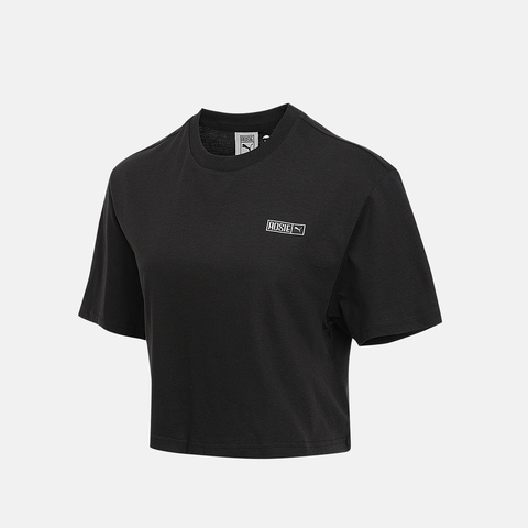 puma彪马2025女子女子-PUMA X ROSÉ Relaxed Tee-黑色针织无领短T63380601