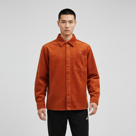 puma彪马2025中性中性-PLUSHVILLE Shirt-咖啡色短袖衬衫63350293