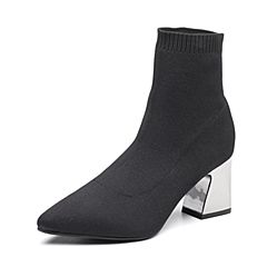 Senda/森达2018冬季新款专柜同款飞织帮面性感女短袜靴VKO41DD8