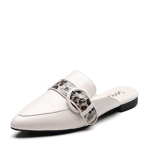 森达春季新款专柜同款时尚尖头皮带扣女穆勒鞋3KO10AH9