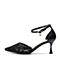 森达夏季新款专柜同款优雅一字带细跟女凉鞋VXH34BK9