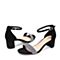 森达夏季新款专柜同款时尚一字带粗跟女凉鞋4KS02BL9