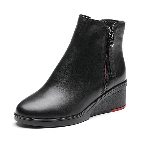 森达冬季新款专柜同款简约街头潮流坡跟女短靴VHR43DD9