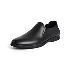 森达2021春季新款商场同款简约一脚蹬休闲男皮鞋1RE19AM1