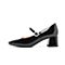 森达2021秋季新款商场同款甜美玛丽珍漆皮粗跟女单鞋3QZ01CQ1