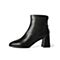 森达2021冬季新款简约石头纹时尚粗高跟后拉链女短靴Z0704DD1