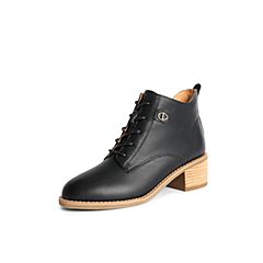 森达2021冬季新款商场同款时尚潮流通勤粗跟休闲女短靴4TE01DD1