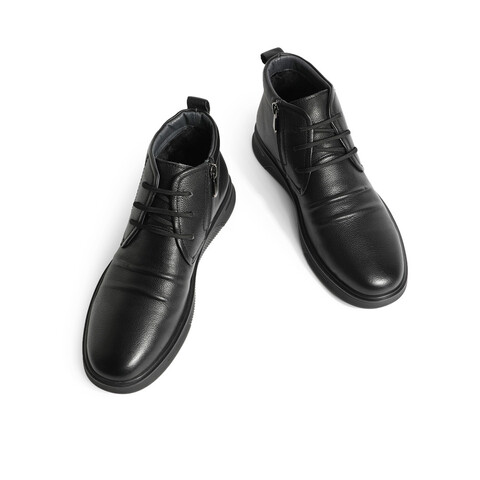 森达户外休闲靴男冬季商场同款简约系带平底短皮靴1PW11DD1
