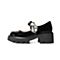 森达2022春季新款商场同款时尚玛丽珍漆皮粗跟女单鞋4JC01AQ2