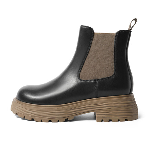 森达气质切尔西靴女2022冬季新款商场同款潮流短皮靴SHR01DD2