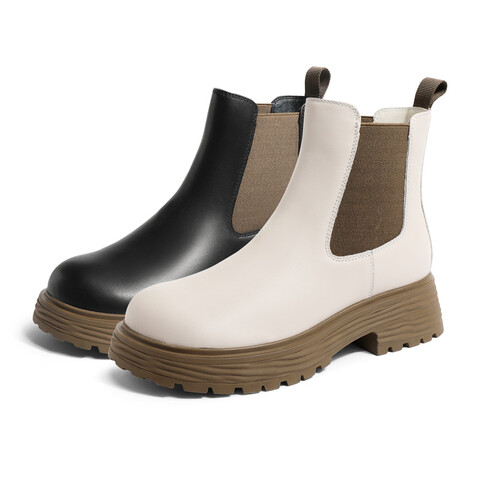 森达气质切尔西靴女2022冬季新款商场同款潮流短皮靴SHR01DD2