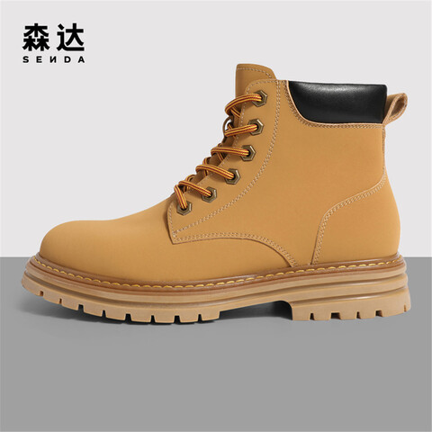 森达时尚马丁靴男2023春季新款户外工装机车风休闲短靴TJZ35AD3