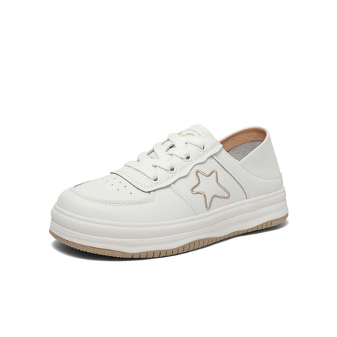 森达时尚板鞋女2023夏季新款商场同款潮流星星休闲小白鞋SNG01BM3