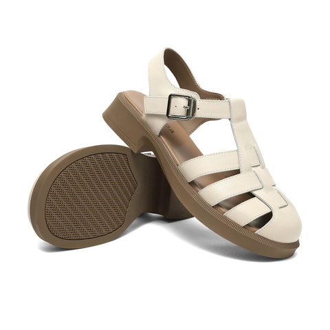 森达复古罗马鞋女2023夏季新款商场同款时尚猪笼鞋粗跟凉鞋SNR01BL3