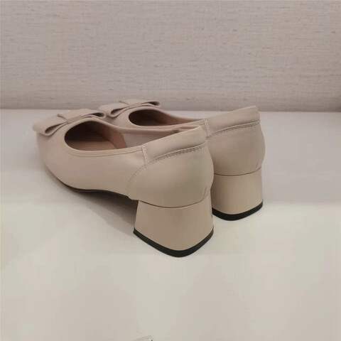森达气质小皮鞋女春商场同款通勤蝴蝶结粗跟单鞋SQA01CQ3