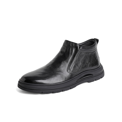森达时尚皮靴男2023冬季新款商场同款简约复古休闲短靴1KF02DD3