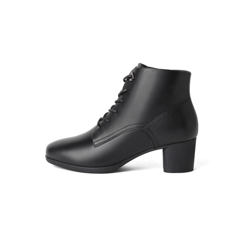森达时尚小皮靴女2023冬季新款商场同款通勤粗跟休闲短靴STR01DD3