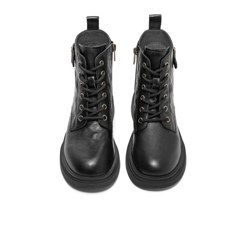 森达时尚马丁靴女2023冬新商场同款复古潮流休闲短皮靴SRU01DD3
