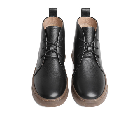 森达时尚皮短靴女2023冬新商场同款纯色软底高帮休闲靴STW01DD3