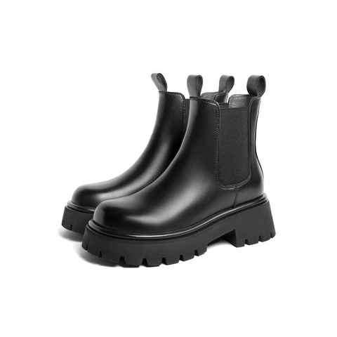 森达时尚切尔西靴女2023冬新商场同款潮流厚底烟筒靴短靴SVQ01DD3