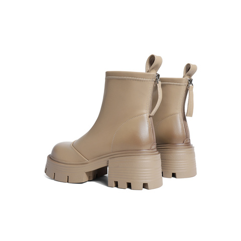 森达气质弹力靴女2023冬季新款舒适软面厚底显高休闲短靴ZTD55DD3