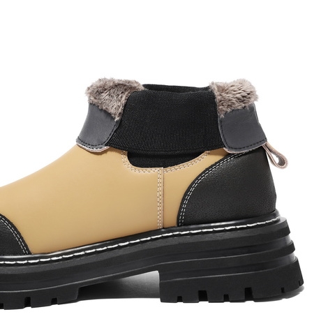森达厚底休闲切尔西靴女2023年冬季商场同款套筒靴子加绒SYF01DD3