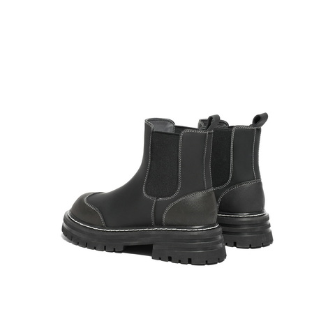 森达厚底休闲切尔西靴女2023年冬季商场同款套筒靴子加绒SYF01DD3