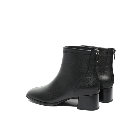 森达气质时装靴女2023冬季新款商场同款时尚粗跟显瘦短靴4MH43DD3