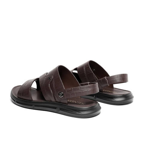 森达皮凉鞋男夏新商场同款沙滩休闲平底拖鞋男士1IE01BL3