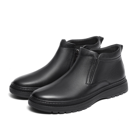 森达休闲靴男冬季商场同款简约潮流舒适平底皮靴42640DD3