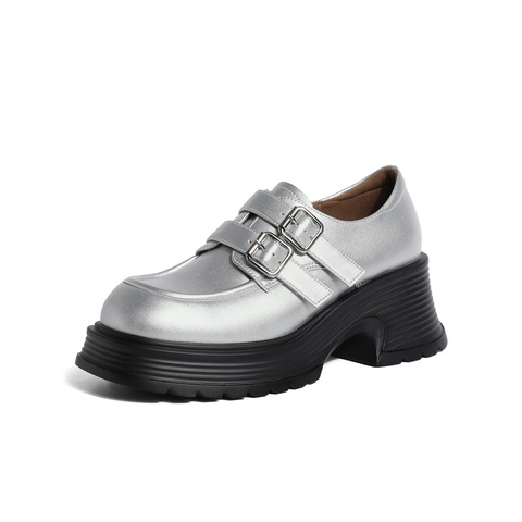 森达牛津鞋女2024春季新款潮流皮带扣厚底显高休闲单鞋ZTA30AM4