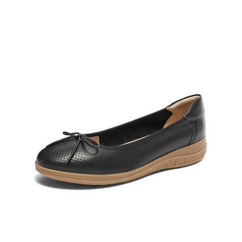 森达奶奶鞋女春新商场同款舒适一脚蹬平底单鞋SXK01AQ4