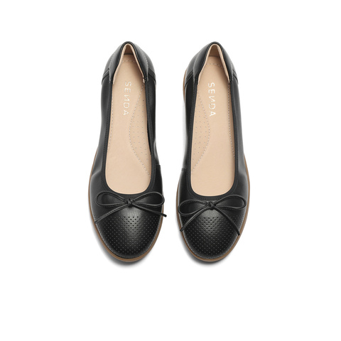 森达奶奶鞋女春新商场同款舒适一脚蹬平底单鞋SXK01AQ4