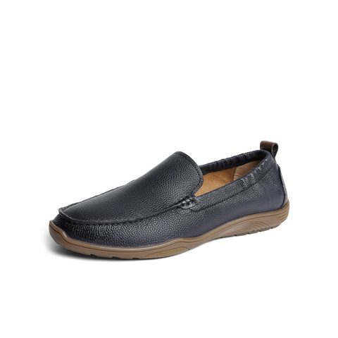 森达舒适豆豆鞋男2024春季新款一脚蹬软面平底乐福休闲皮鞋ZYA08AM4