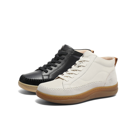 森达舒适靴女春新商场同款行走平底短皮靴4CFL2AD4