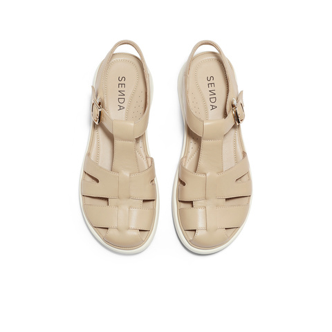 森达复古罗马凉鞋女夏新商场同款厚底休闲猪笼鞋SZL01BL4