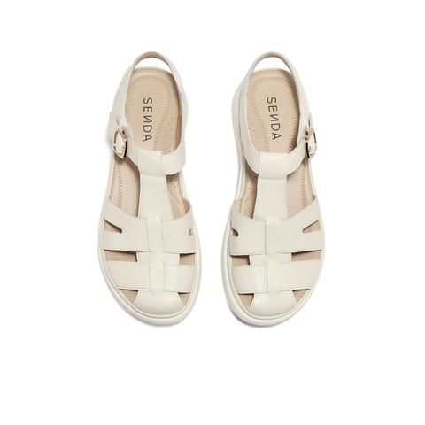 森达复古罗马凉鞋女夏新商场同款厚底休闲猪笼鞋SZL01BL4