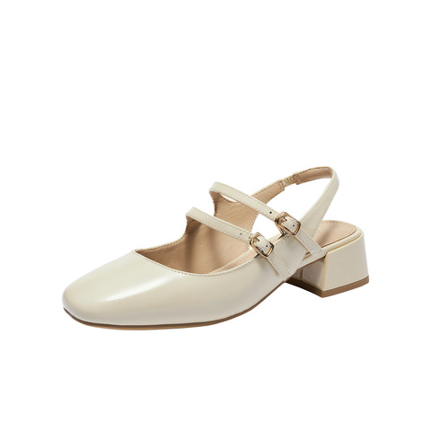 森达玛丽珍鞋女款2024新款夏包头粗跟休闲凉鞋ZBB82BH4