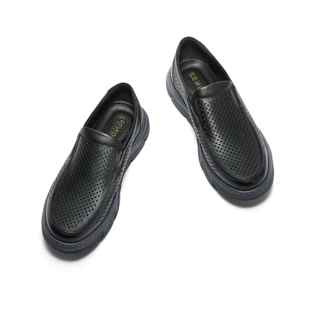 森达休闲皮鞋男款24夏新商场同款一脚蹬舒适透气休闲鞋1PT01BM4