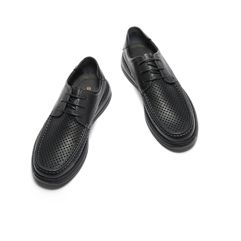 森达休闲皮鞋男款24夏新商场同款打孔透气舒适单鞋1PS01BM4
