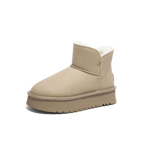 森达雪地靴女年冬季新商场同款保暖厚底短靴XFW01DD4