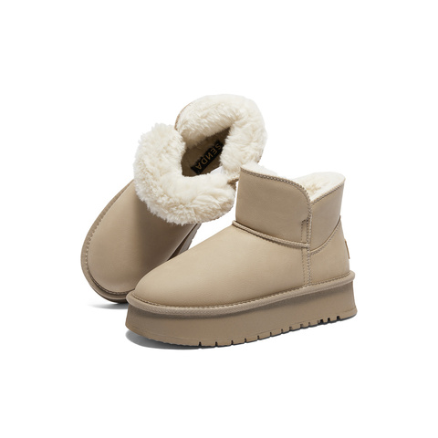 森达雪地靴女年冬季新商场同款保暖厚底短靴XFW01DD4