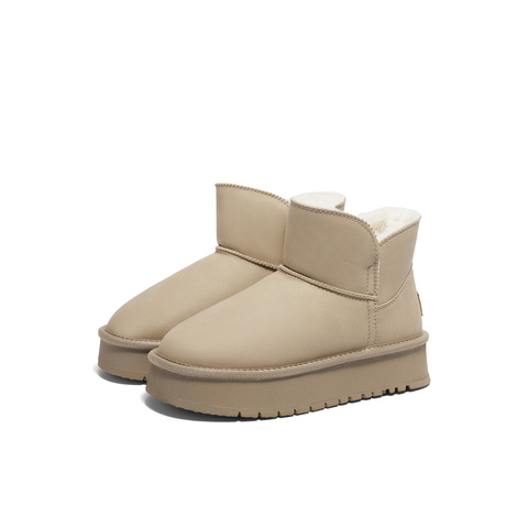 森达雪地靴女年冬季新商场同款保暖厚底短靴XFW01DD4