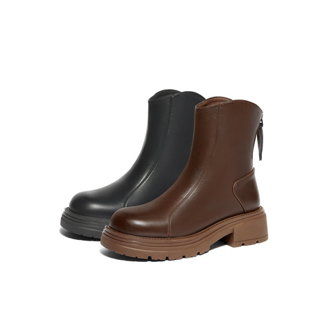 森达弹力靴女子年冬显瘦厚底户外休闲短靴ZTE25DD4