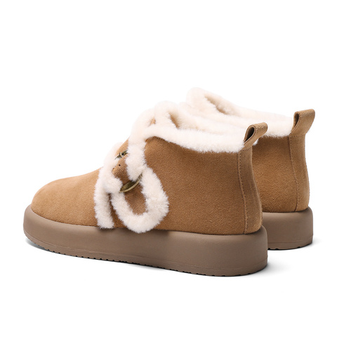 森达雪地靴女子2024年冬季新款商场同款保暖绒毛短靴XLG01DD4