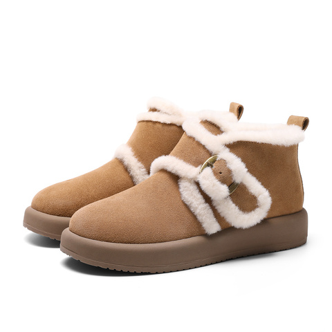 森达雪地靴女子2024年冬季新款商场同款保暖绒毛短靴XLG01DD4