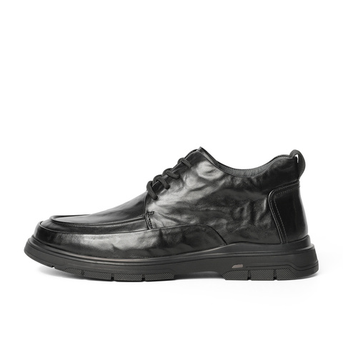 森达休闲皮鞋男2024冬季新款舒适保暖系带复古休闲鞋JDZ11DM4