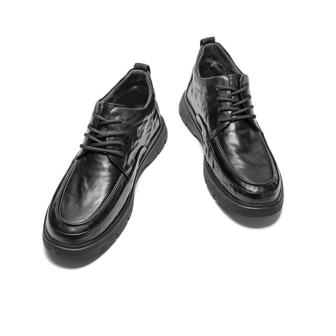 森达休闲皮鞋男2024冬季新款舒适保暖系带复古休闲鞋JDZ11DM4